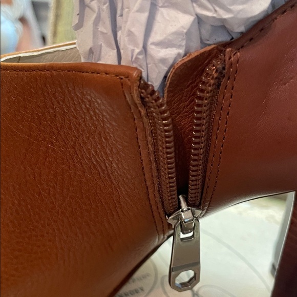 Louise et Cie Tan Leather Peep-Toe Mules with Ankle Strap - Picture 6 of 14